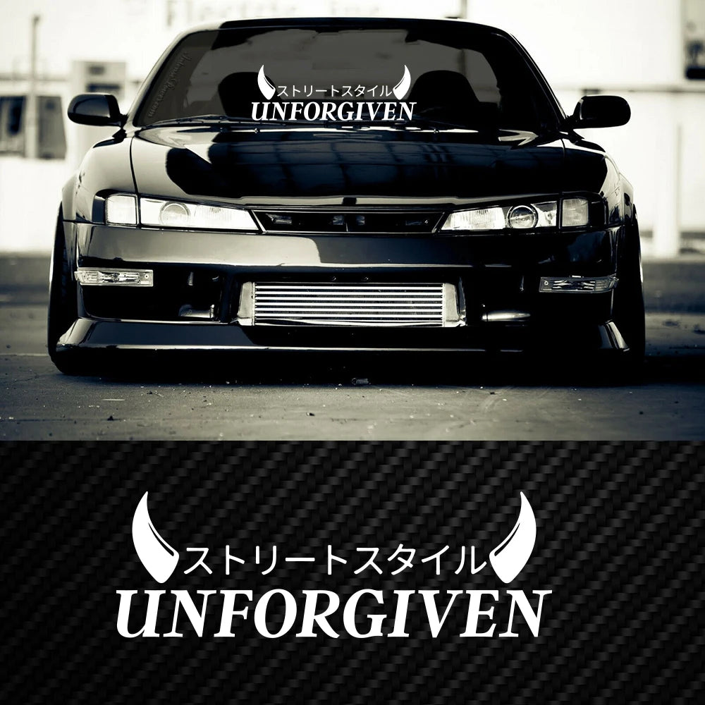 Japan Unforgiven JDM Car Sticker Decal Windshiled Banner Hood Bumper Auto Vehicle Vinyl Decor