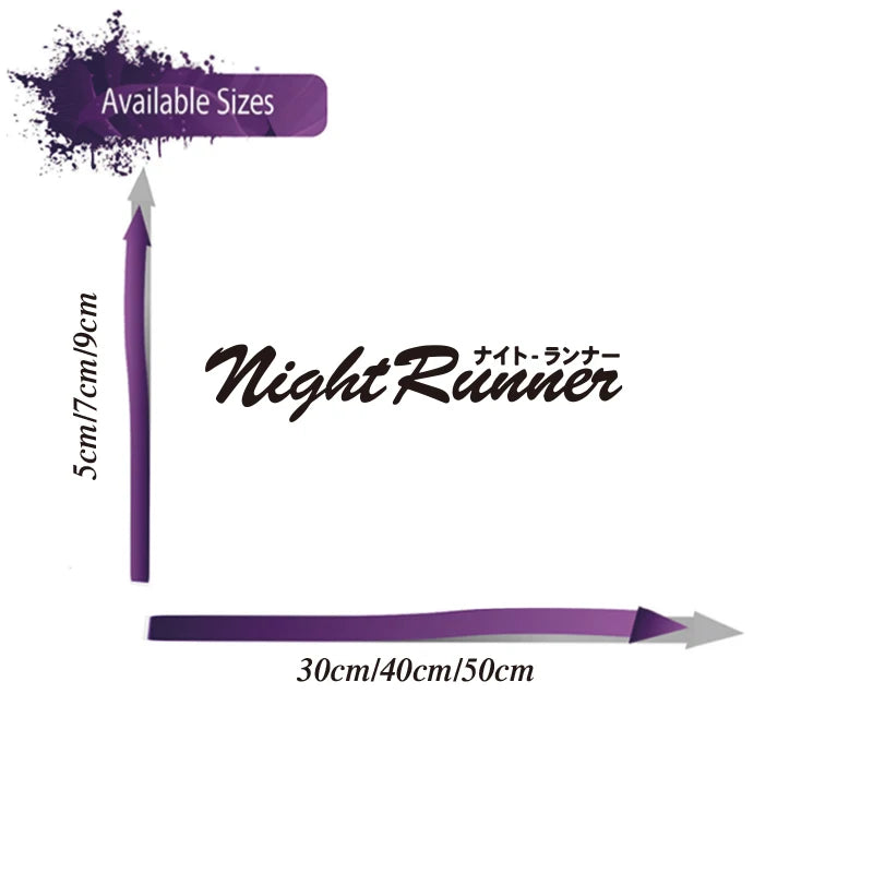 Night Runner JDM Car Sticker Decal Windshield Window Bumper Funny Quote Auto Vehicle Vinyl Decor