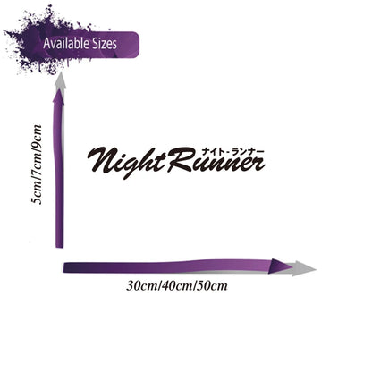 Night Runner JDM Car Sticker Decal Windshield Window Bumper Funny Quote Auto Vehicle Vinyl Decor